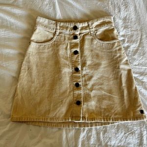 Roxy Khaki Courdaroy Button Front Mid Length Skirt XS